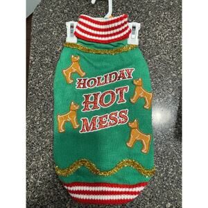 Merry & Bright Dog Christmas "Ugly Sweater" Holiday Hot Mess Sz Medium M